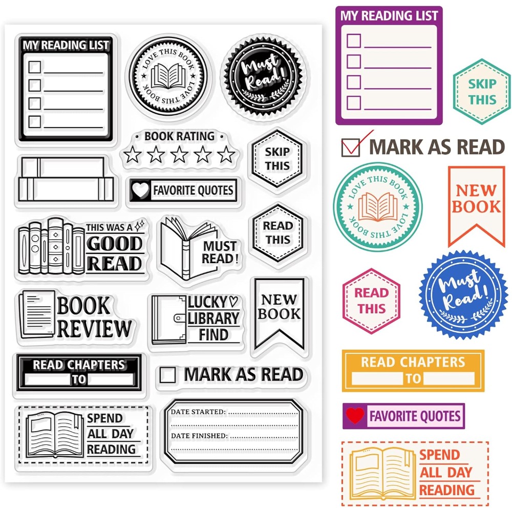Rubber Stamp Blank - Book Reading Label Clear Stamps Mini