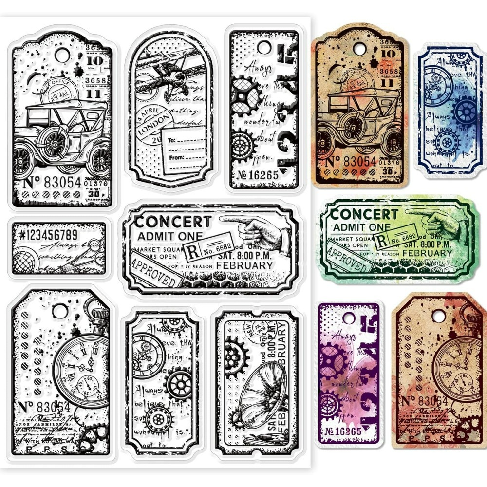 Rubber Stamp Blank - Retro Steampunk Label Clear Stamps for