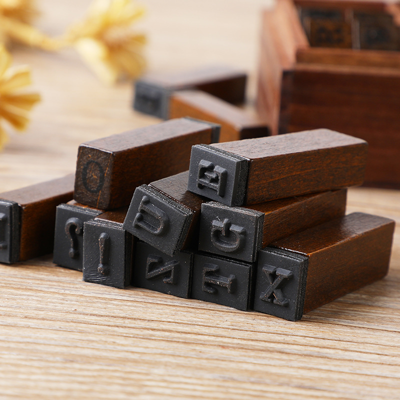 28Pcs/Box Alphabet Stamps Vint - Rubber Stamp Blank 评论和价格