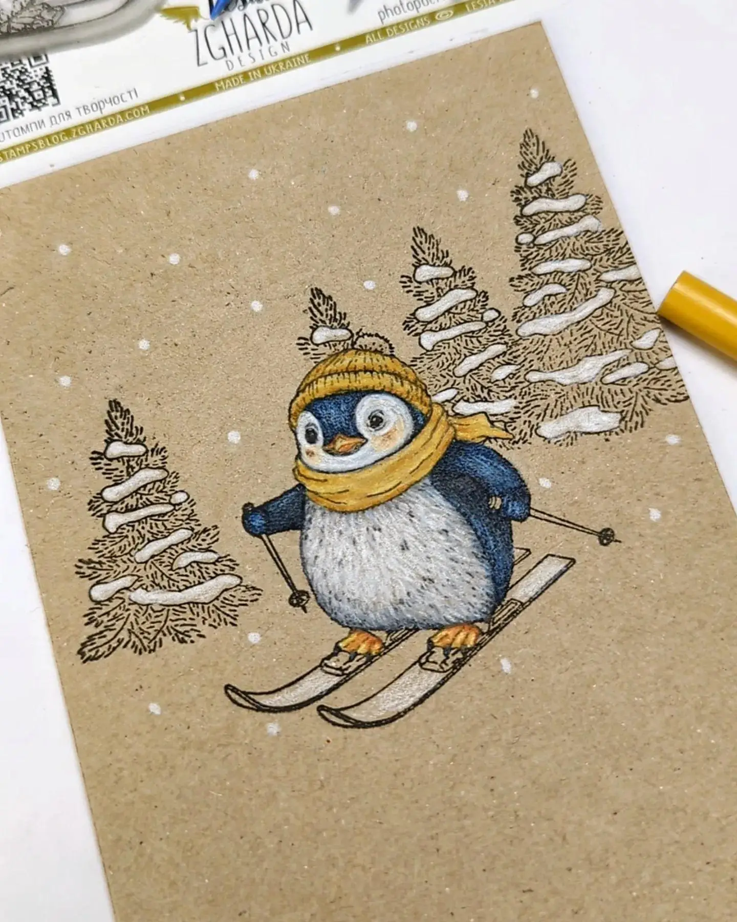 Penguin Mailbox Hollowed Reind - Rubber Stamp Blank 评论和价格