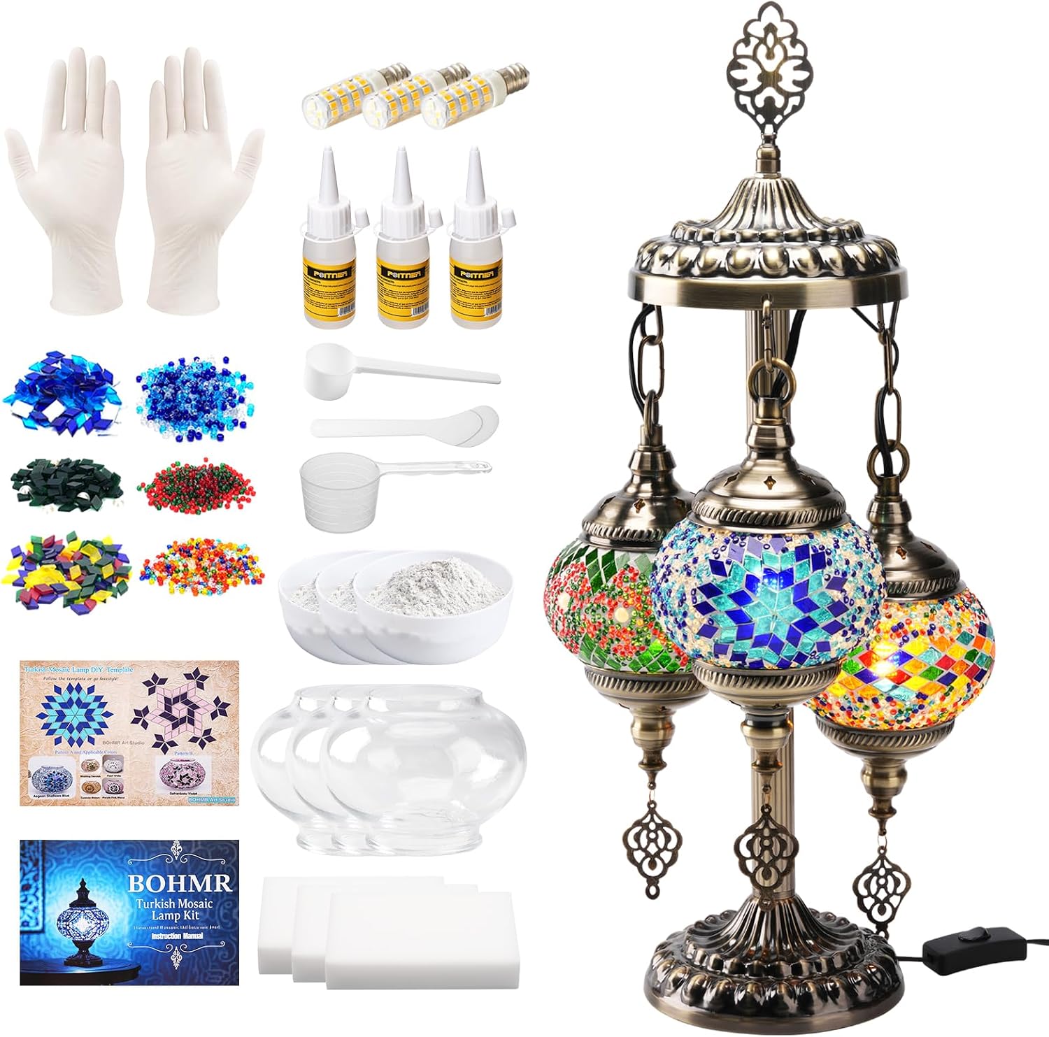 DIY 3 Globe Turkish Mosaic Lam - Art Craft Making 评论和价格