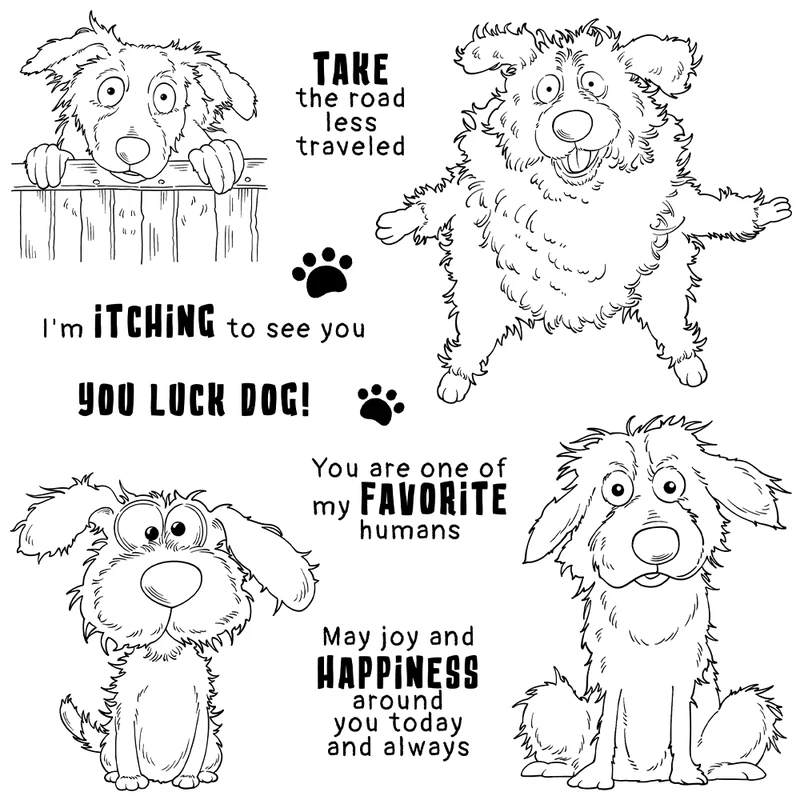 Paws And Funny Pet Dogs Cuttin - Rubber Stamp Blank 评论和价格