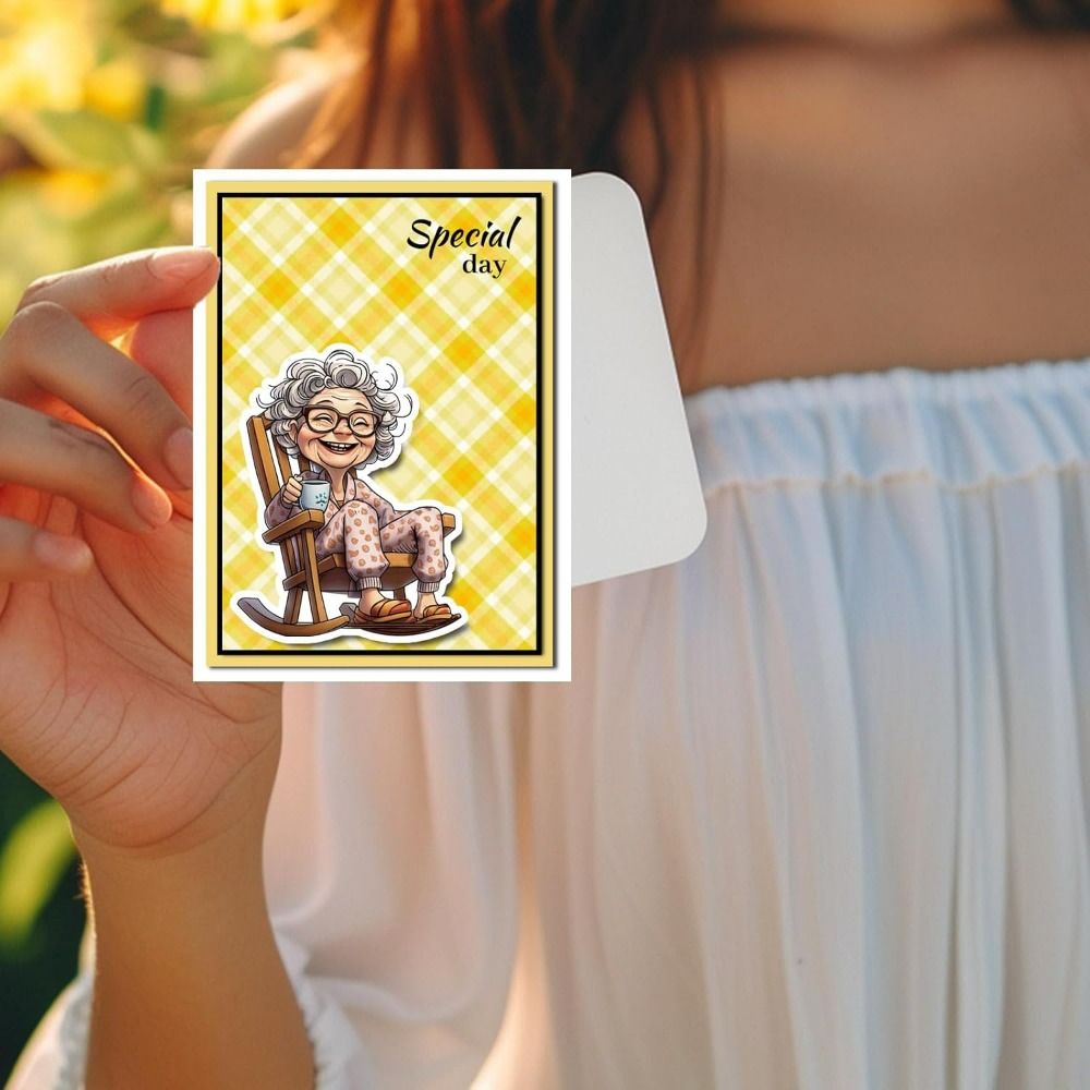 Smiling Old Lady Clear Stamps  - Rubber Stamp Blank 评论和价格