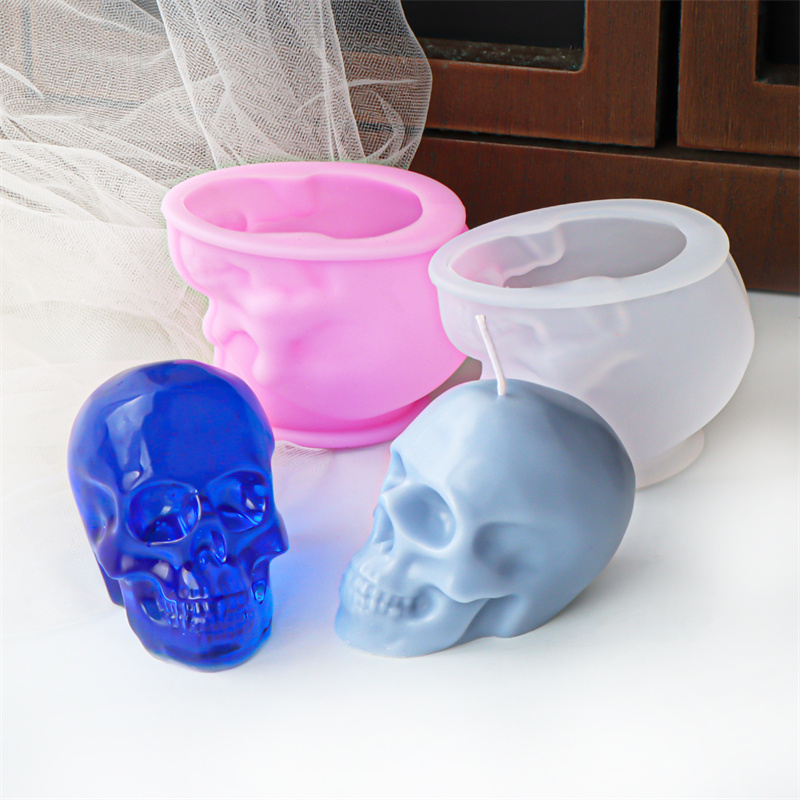 White and Pink Skull Candle Mo - Art Craft Halloween 评论和价格