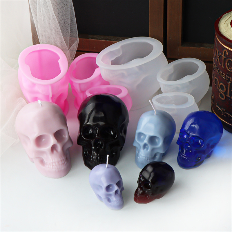 White and Pink Skull Candle Mo - Art Craft Halloween 评论和价格
