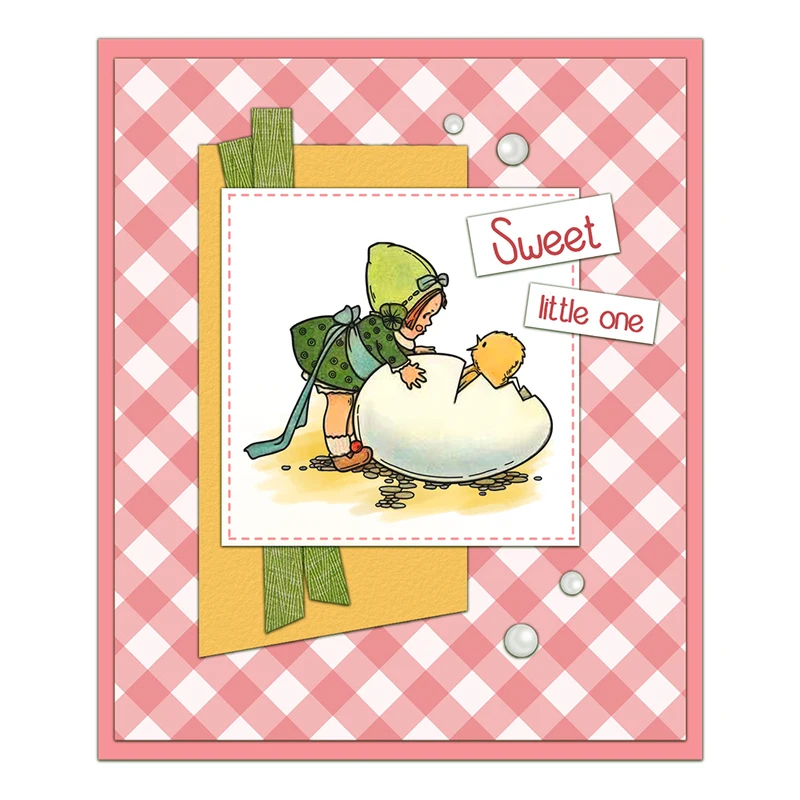Cute Baby Kids and Egg Chicks  - Rubber Stamp Blank 评论和价格