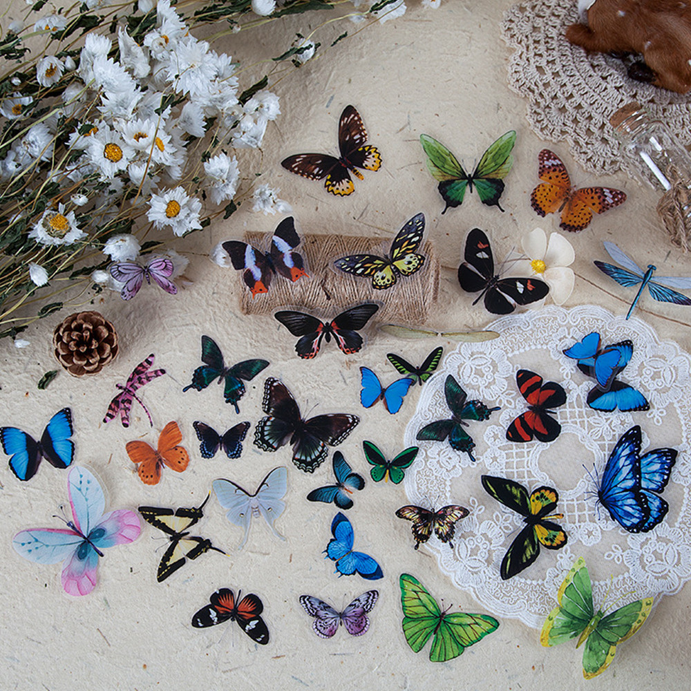 40Pcs/Bag Butterfly Stickers P - Art Craft Books 评论和价格